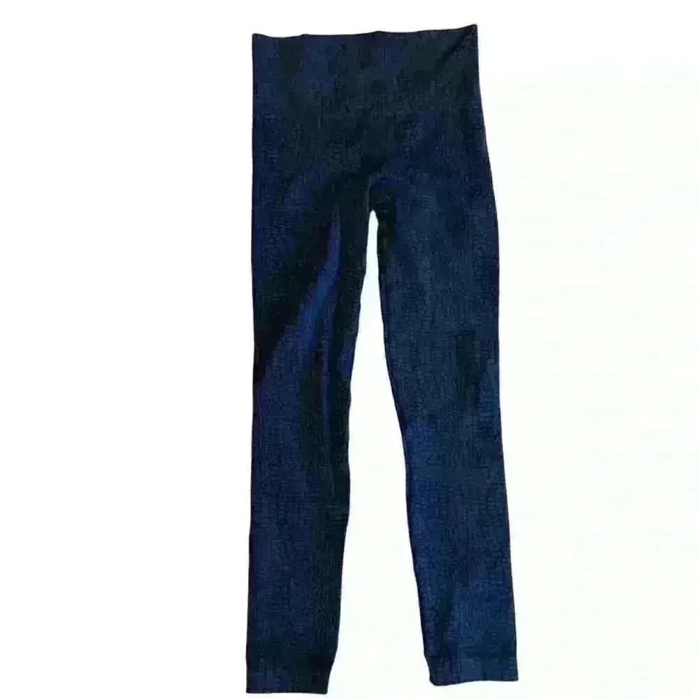 Spanx Look At Me Now Seamless Indigo Geo Leggings Women's Size Medium Shapewear